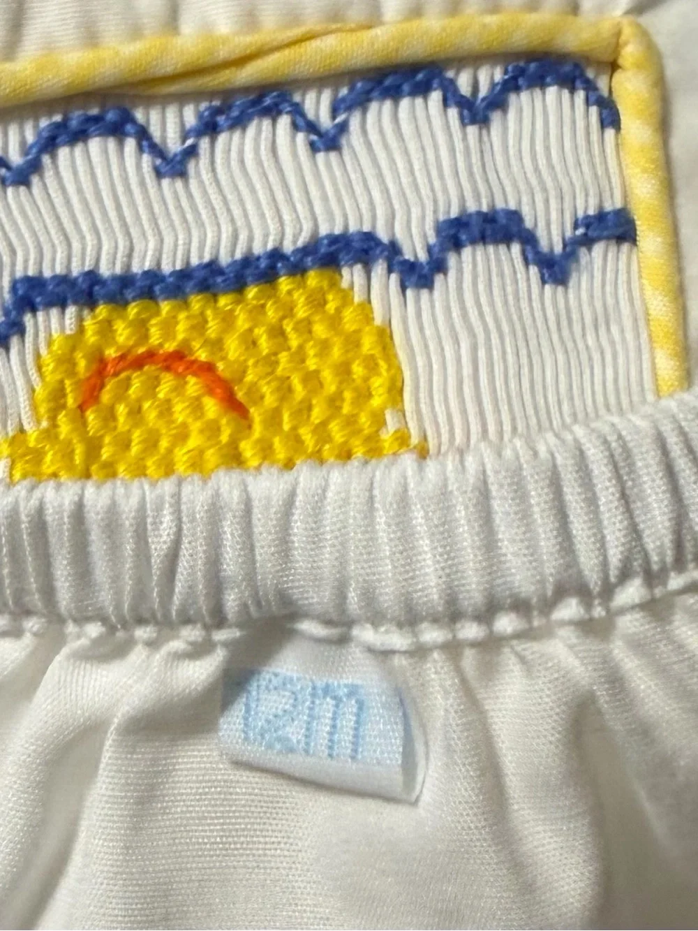 White Smocked Diaper Cover Size 12 Months